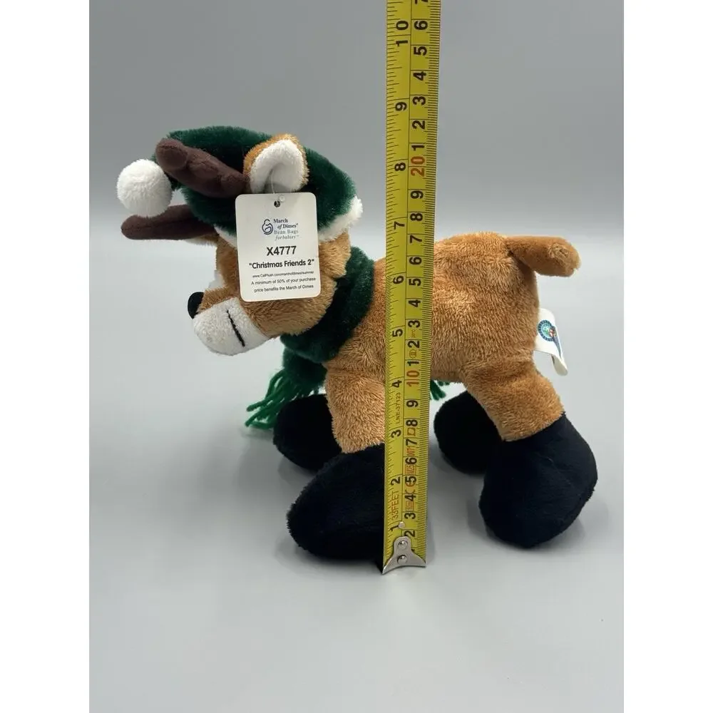 Calplush Christmas Friends Beanie Plush Reindeer In Hat Scarf 7” Stuffed Toy